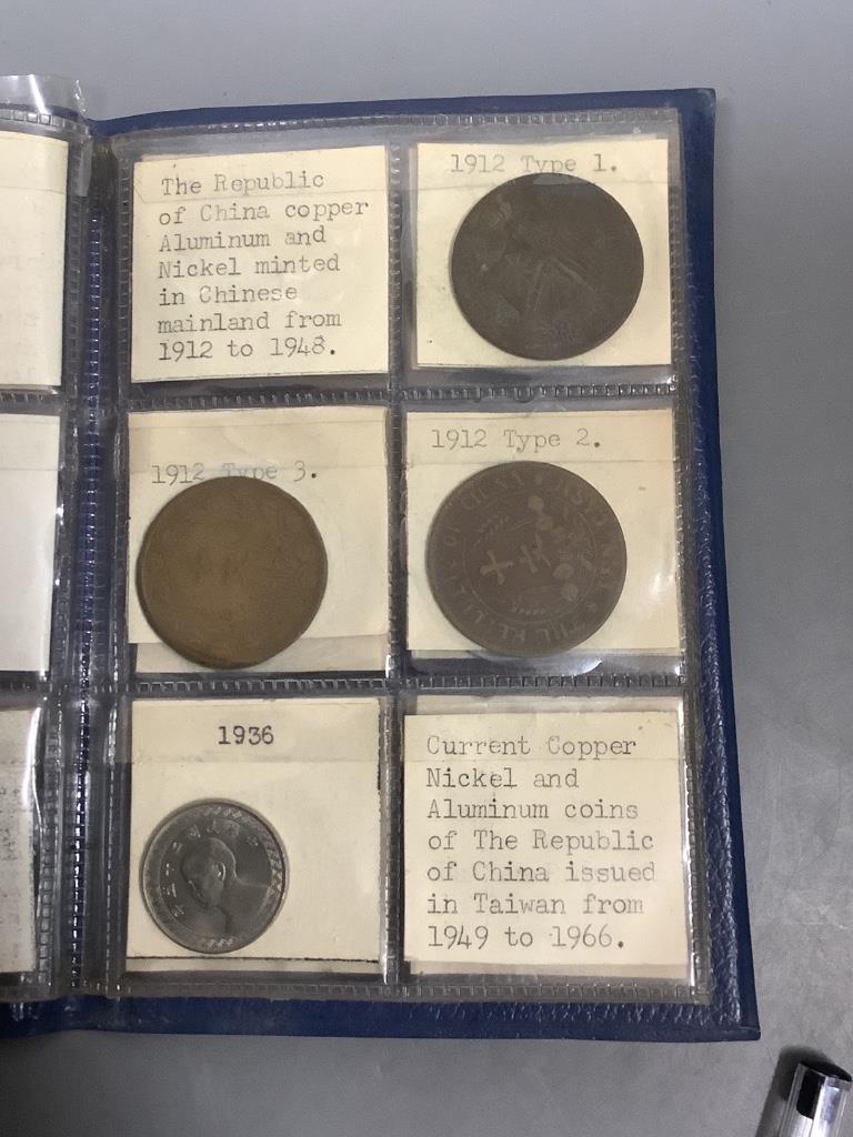 A Kennedy 1964 half dollar and a small collection of Chinese bronze 'cash' and other coins, Kangxi and later (21 in total)